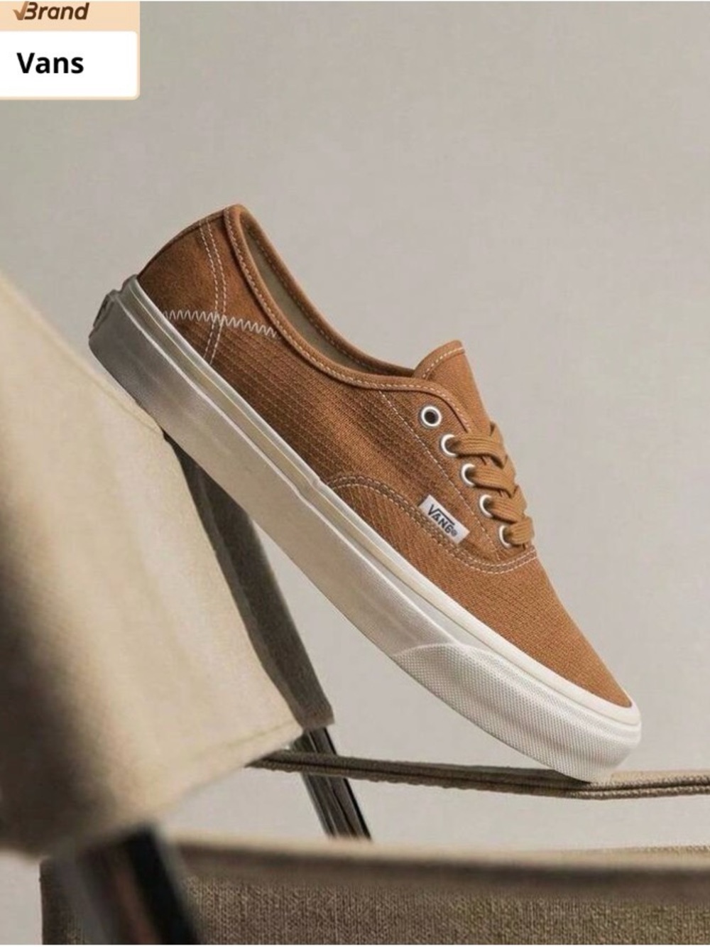 Vans Men’s Canvas Low-Top Sneakers — Tan